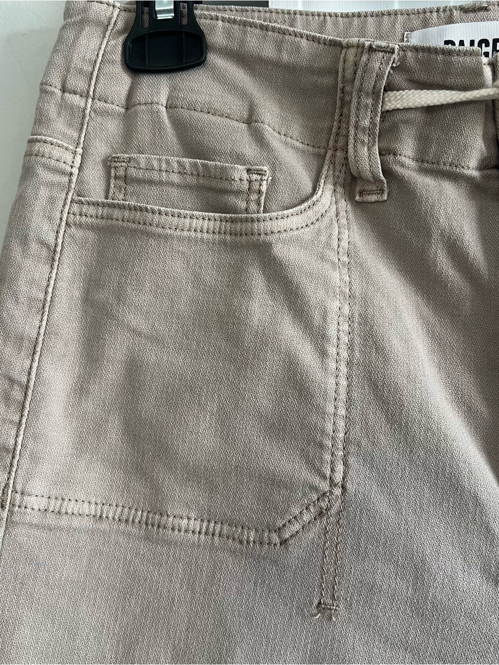 Paige Ari Wide Leg Pants Tan Drawstring High Waist Cotton Ankle size 27 flawed - Picture 4 of 7